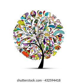Art tree beautiful for your design. Vector illustration