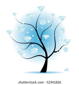Art tree with diamonds for your design