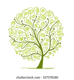 Art tree green for your design