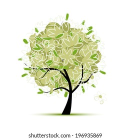 Art tree green for your design