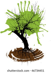  Art tree, grunge background