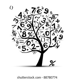 Art tree with math symbols for your design