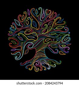 Art tree with roots for your design