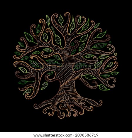 Art tree with roots for your design