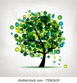 Art tree with signs of plus and minus for your design