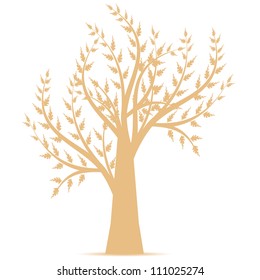 Art tree silhouette isolated on white background