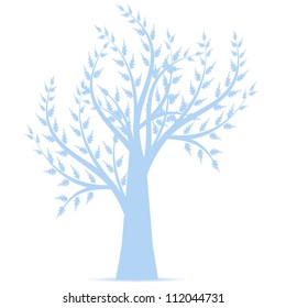Art tree silhouette isolated on white background