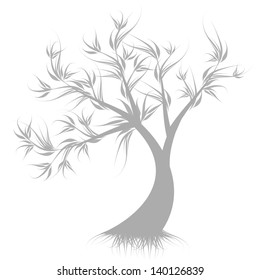 Art tree silhouette isolated on white background