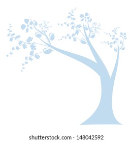 Art tree silhouette isolated on white background