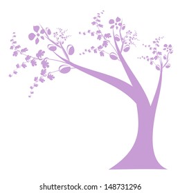 Art tree silhouette isolated on white background