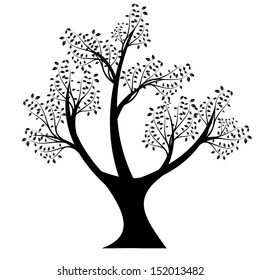 art tree silhouette isolated on white background 