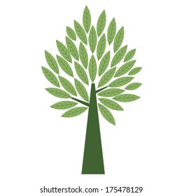 art tree silhouette isolated on white background