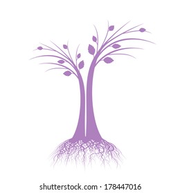 art tree silhouette isolated on white background