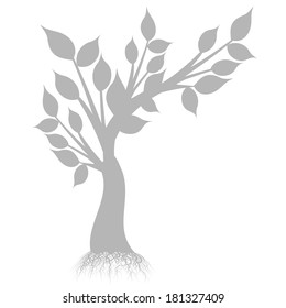 silueta de árbol de arte aislada en fondo blanco