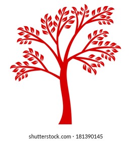 Art tree silhouette isolated on white background