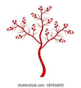 Art tree silhouette isolated on white background 