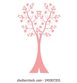 Art tree silhouette isolated on white background 