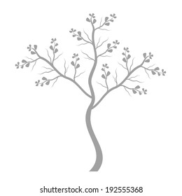 Kunstbaumsilhouette einzeln auf weißem Hintergrund 