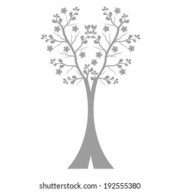 Art tree silhouette isolated on white background 