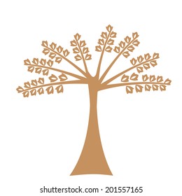 Art tree silhouette isolated on white background