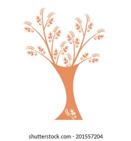 Silueta de árbol de arte aislada sobre fondo blanco