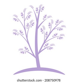 Art tree silhouette isolated on white background