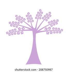 Art tree silhouette isolated on white background