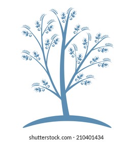 Art tree silhouette isolated on white background
