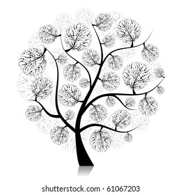 Art tree silhouette on white for your design