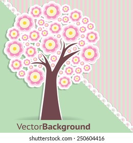 Art tree with spring flowers