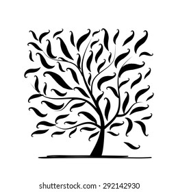 Art tree square for your design. Vector illustration