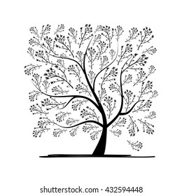 Art tree square for your design. Vector illustration