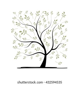 Art tree square for your design. Vector illustration