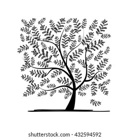 Art tree square for your design. Vector illustration