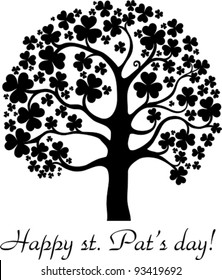 Art tree for St. Patrick's Day with four leaf clover. Element for design. Vector illustration.