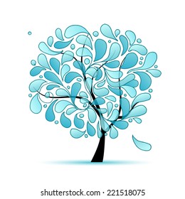 Art tree with water drops for your design