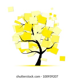 Art tree with yellow stickers for your design