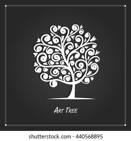 Art tree for your design on black background