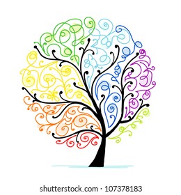 Art tree for your design, rainbow