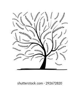 Art tree for your design. Vector illustration