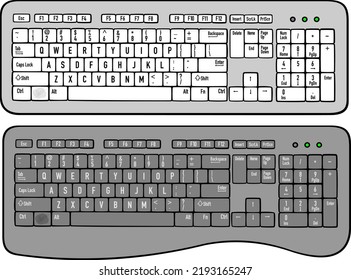 art of two computer keyboards with white and black keys vector illustration