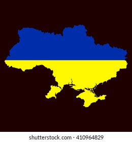 Art Ukraine map flag. Flat vector