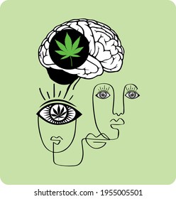 Art vector abstraction cannabis and a person's face
