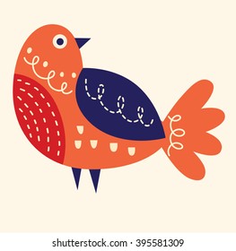 Art vector colorful illustration with beautiful bird