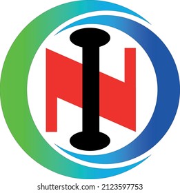 An art vector design of a colorful logo consists of two circles, letter N and I