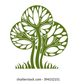 Art vector graphic illustration of tree, season concept, can be used as design symbol on ecology and nature theme.
