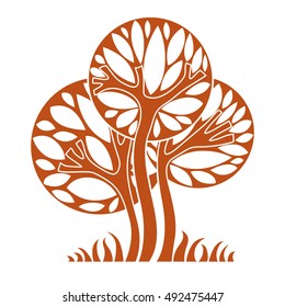 Art vector graphic illustration of tree, season concept, can be used as design symbol on ecology and nature theme.