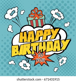 Art vector happy birthday. Comic background