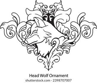 Art Vector Head Wolf With Ornament Good For Logo and Ornament