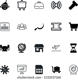 art vector icon set such as: virtual, front, grow, meeting, happy, calendar, page, user, planet, day, global, science, gardening, trip, storefront, portfolio, globe, profit, valentine, airline